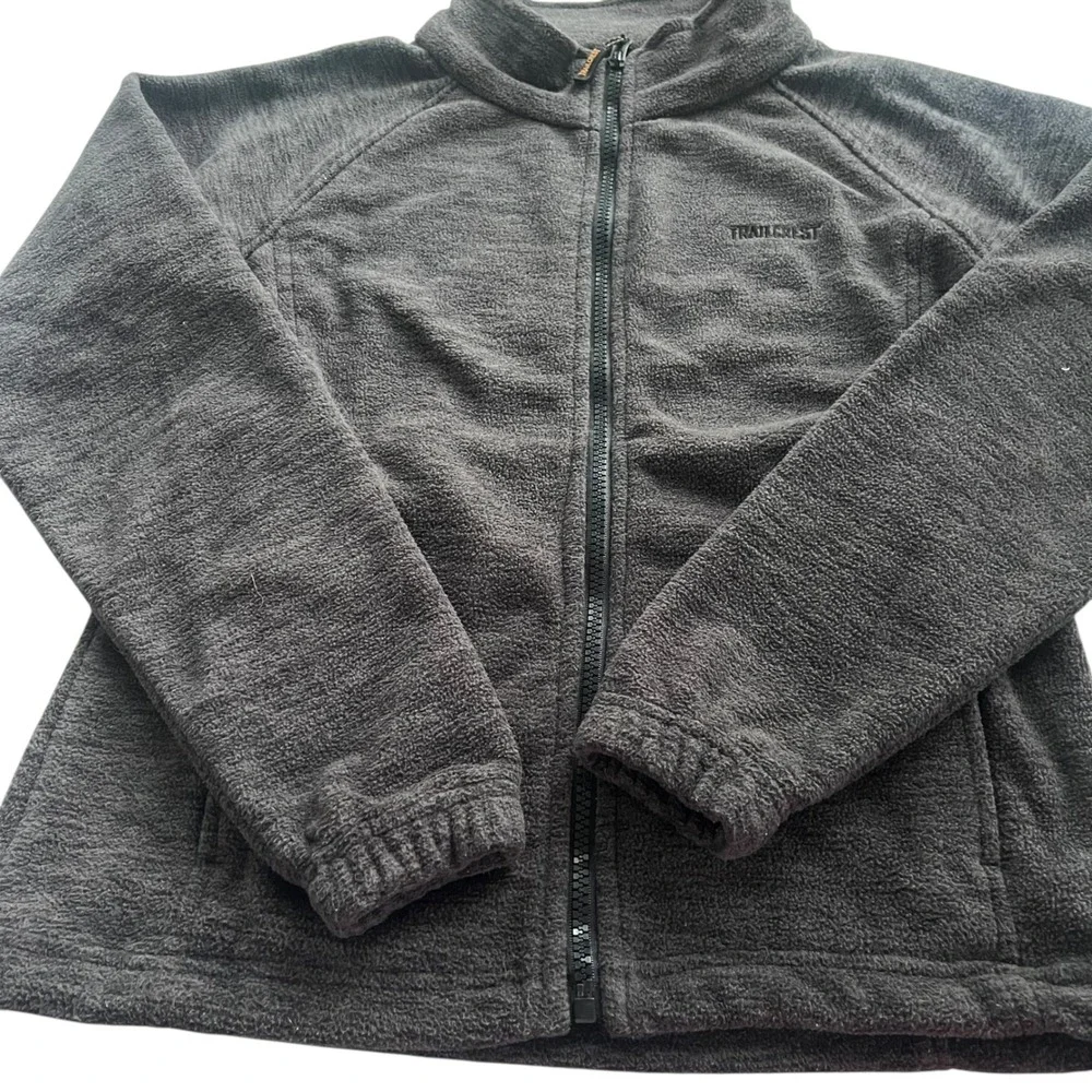 Trail Crest Kid M Charcoal Heather Gray Fleece Full Zip Outdoor Adventure Jacket